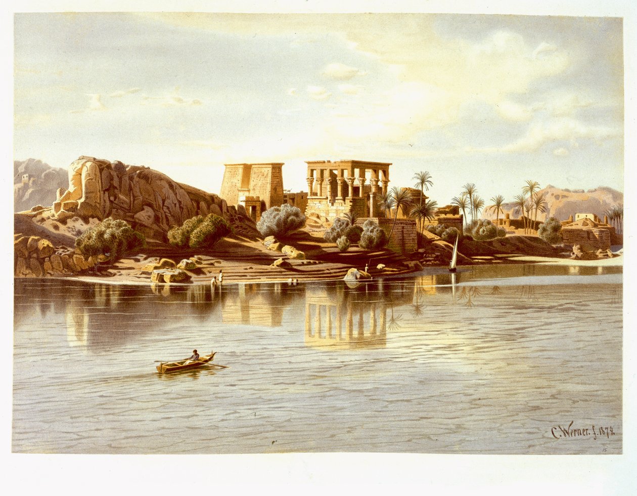 Näkymä Philaen saarelle, 1874 tekijältä Carl Friedrich Heinrich Werner