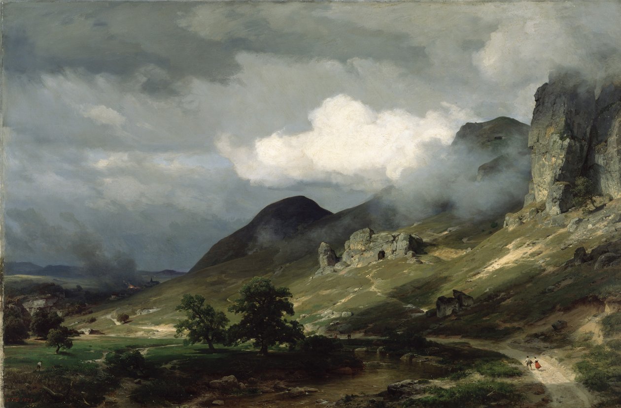Eifelin maisema ukkosmyrskyn aikana tekijältä Carl Friedrich Lessing