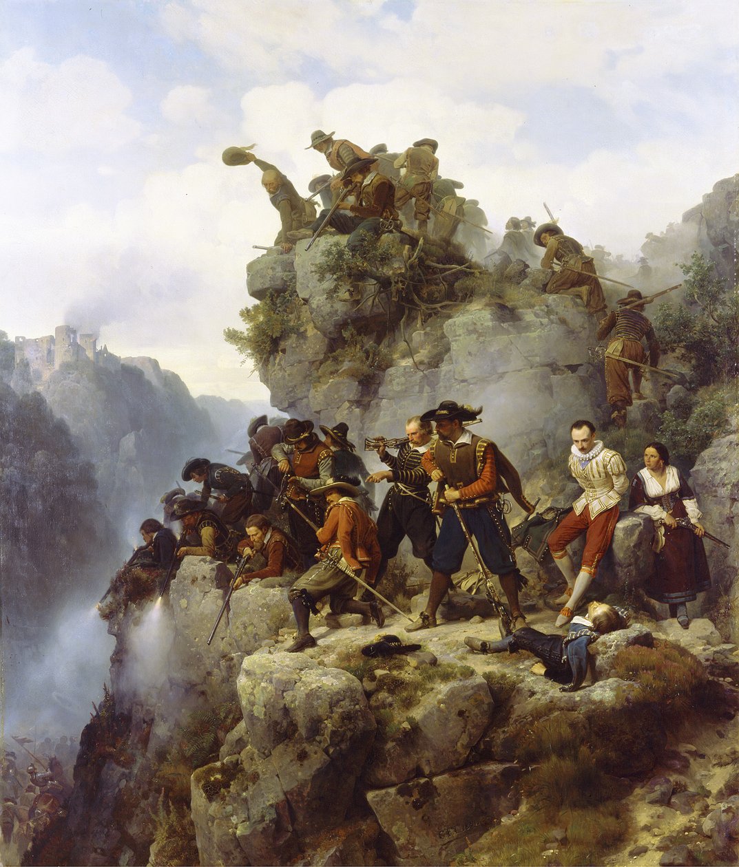 Ampujia vuorensolassa tekijältä Carl Friedrich Lessing