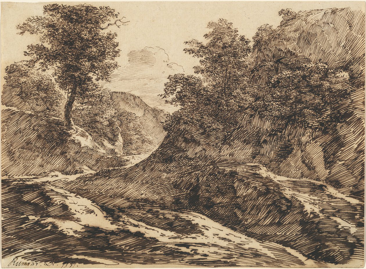 Polku mäkisen maiseman halki tekijältä Carl Friedrich Ludwig Felix von Rumohr