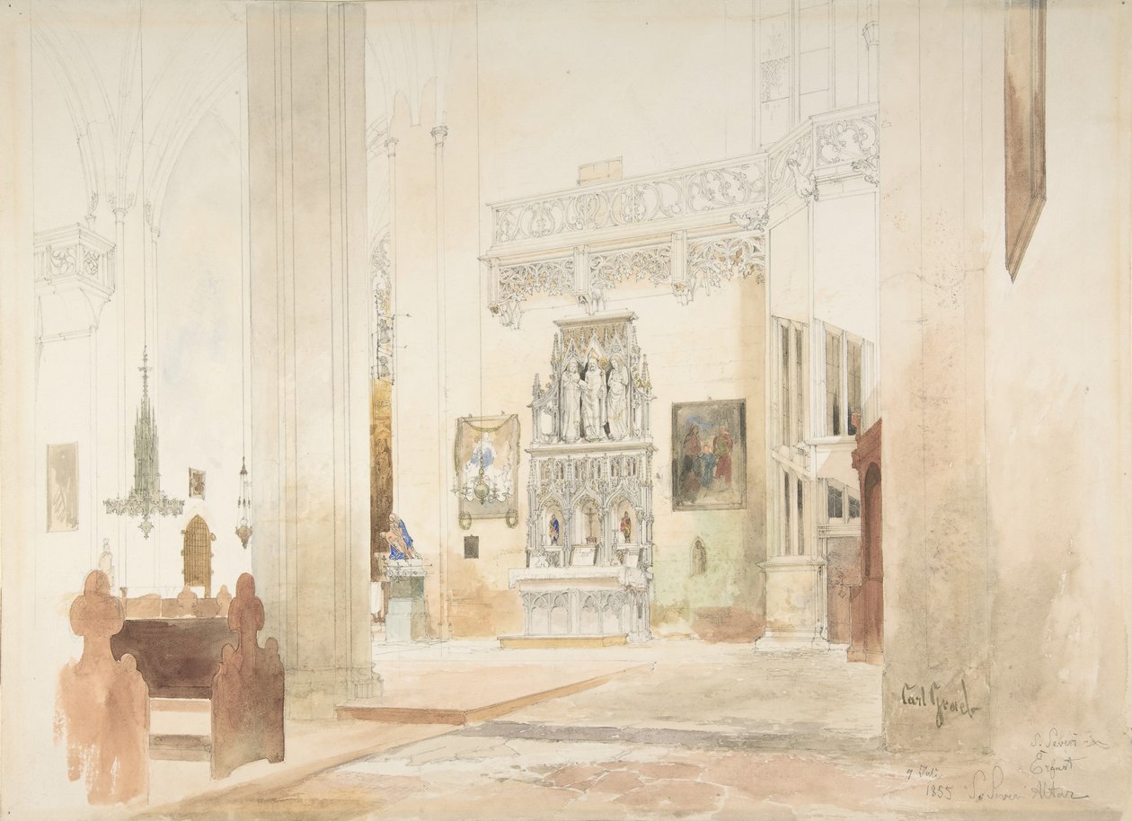 Erfurtin Pyhän Severinin kirkon sisustus, 1855. tekijältä Carl Georg Anton Graeb