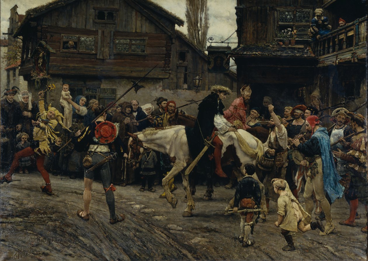 Peder Sunnanvaderin ja mestari Knutin häpeällinen saapuminen Tukholmaan vuonna 1526, 1879 tekijältä Carl Gustaf Hellqvist