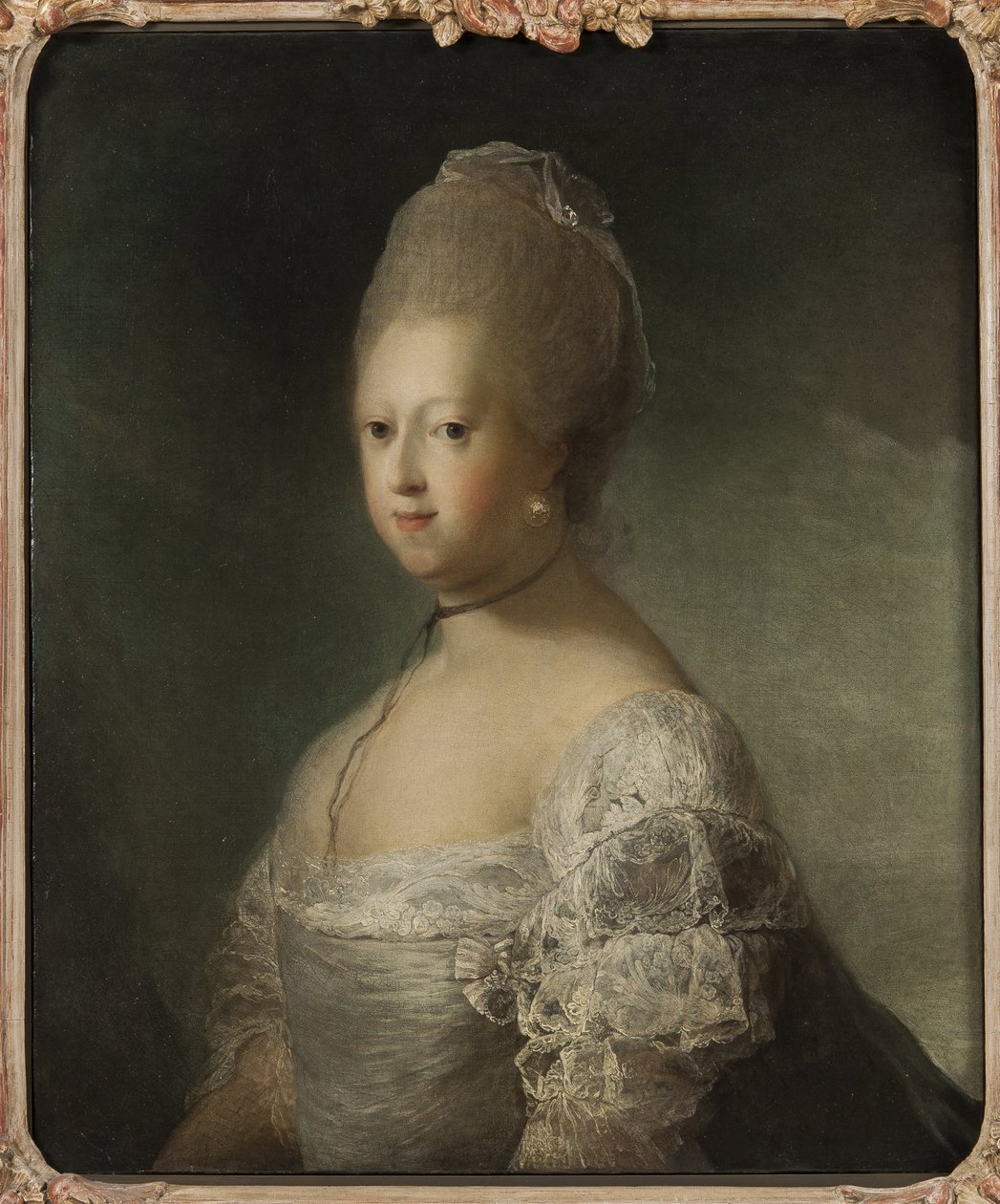 Hannoverin Caroline Mathilde, Ison-Britannian prinsessa ja Tanskan ja Norjan kuningatar puoliso - Ison-Britannian Caroline Matilda (1751-1775), Tanskan kuningatar, Pilo, Carl Gustaf (1711-1793) muotokuva. Öljy kankaalle. Koko: 76 x 63 cm. Nationala tekijältä Carl Gustaf Pilo