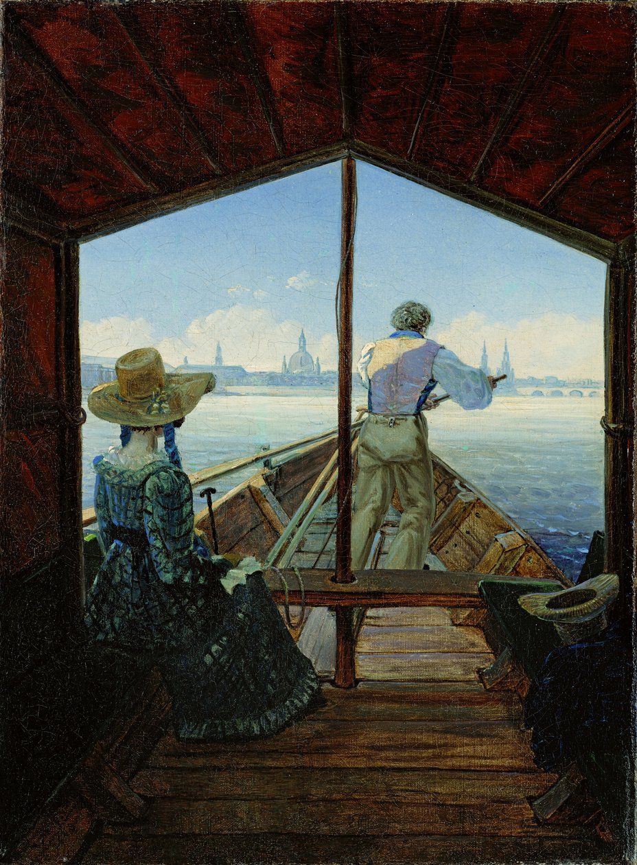 Gondoli Elbellä Dresdenin lähellä tekijältä Carl Gustav Carus