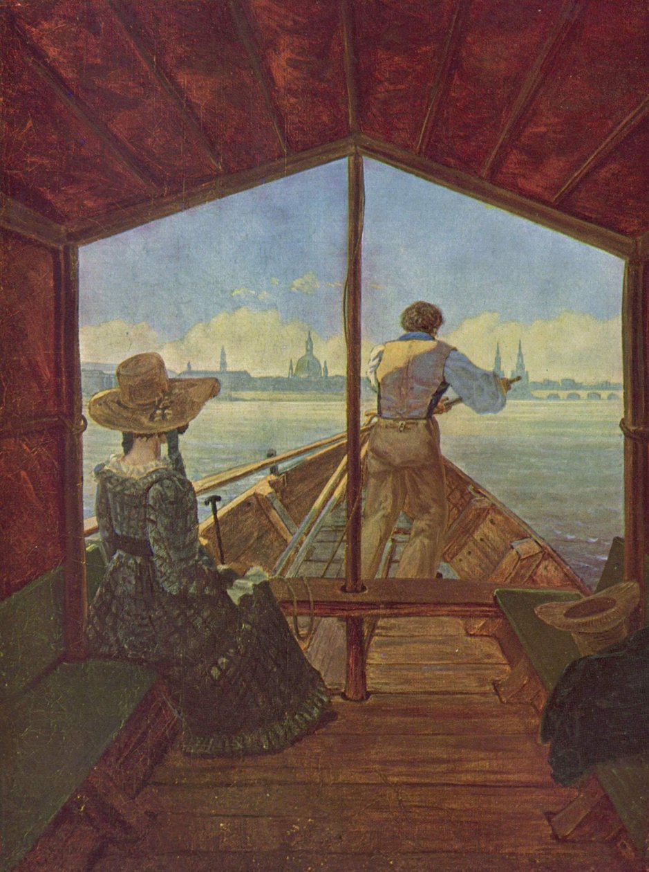 Gondoli Elbellä Dresdenin lähellä tekijältä Carl Gustav Carus