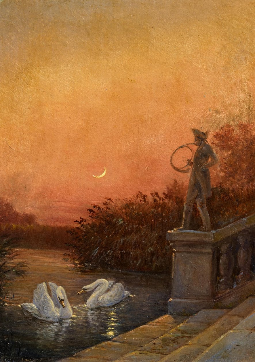 Aamunkoitto lähellä Moritzburgin linnaa tekijältä Carl Gustav Carus