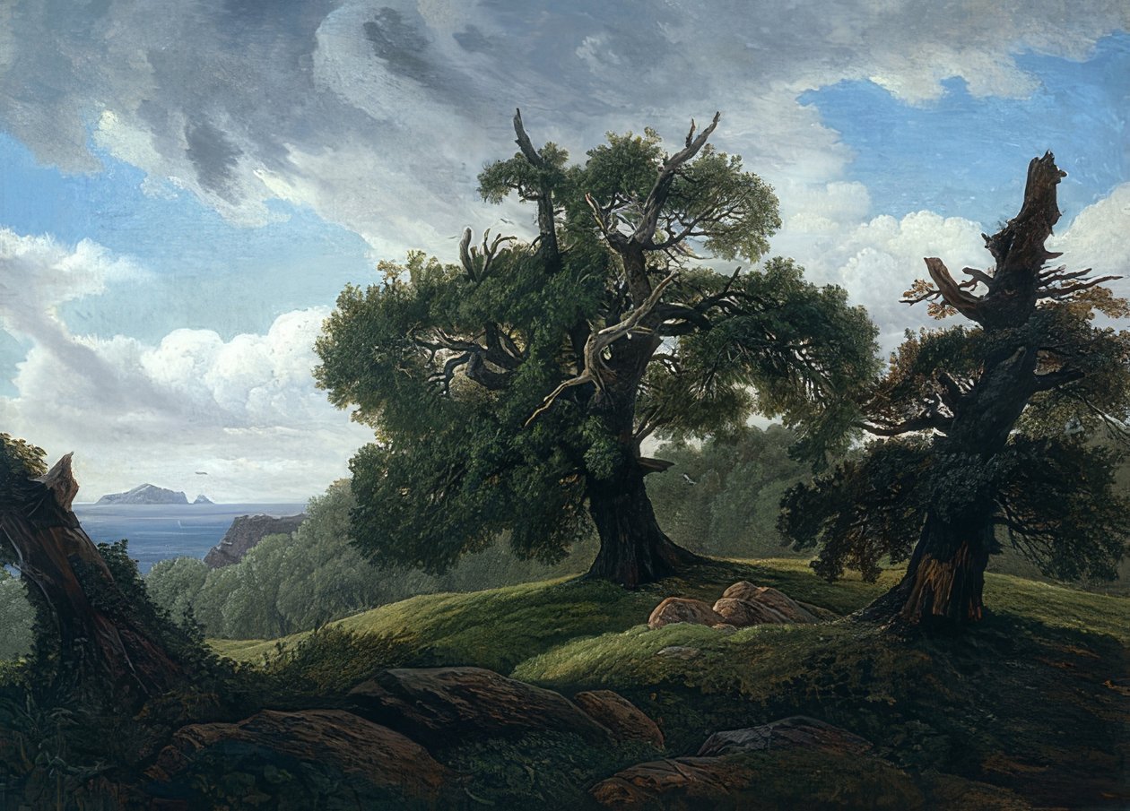 Tammet meren rannalla. 1835 tekijältä Carl Gustav Carus