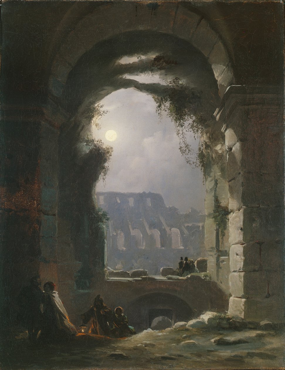 Colosseum yöllä, 1830-luvun alku tekijältä Carl Gustav Carus