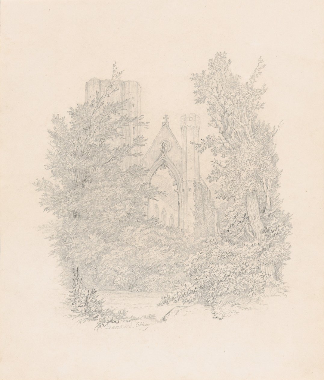 Näkymä Dunkeldin katedraalin länsijulkisivusta tekijältä Carl Gustav Carus
