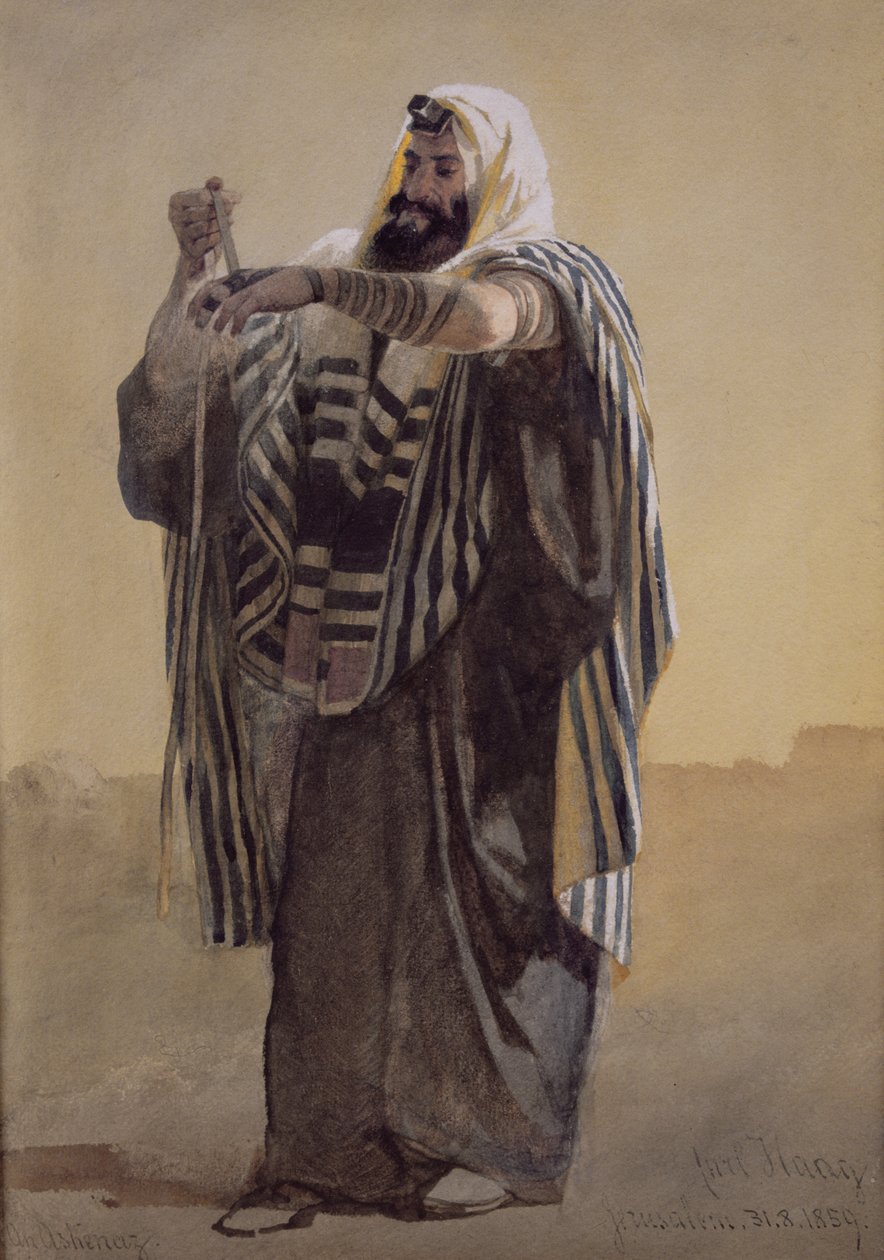 Jerusalemilainen paimen, joka kiertää käden fylakterioita, 1895 tekijältä Carl Haag
