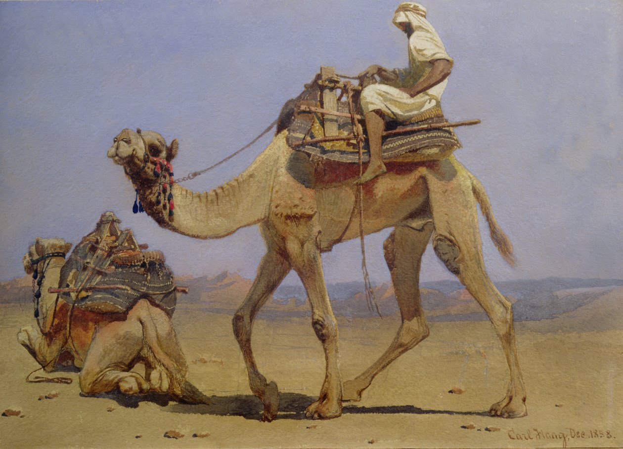 Kameli valmistautuu makuulle, 1858 tekijältä Carl Haag
