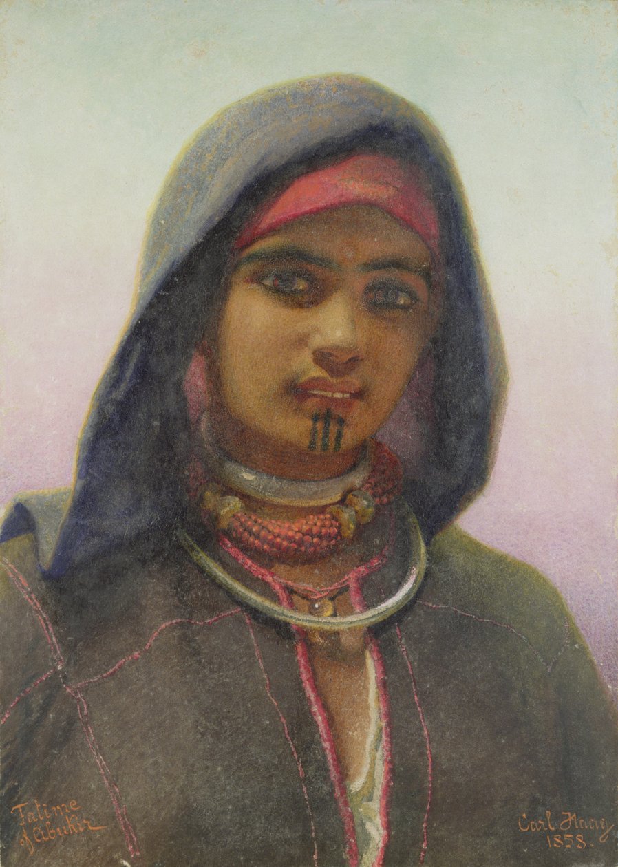 "Fatime of Abukir", muotokuva egyptiläisestä Fellaheen-tytöstä, 1858 tekijältä Carl Haag