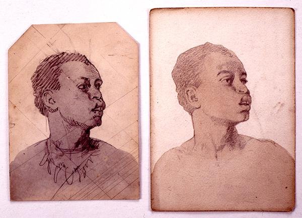 Afrikkalaisen pään tutkimus (kynä ja pesu paperille) tekijältä Carl Haag
