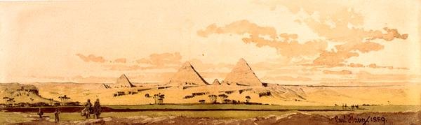Gizan pyramidit, 1859 (wc paperilla) tekijältä Carl Haag