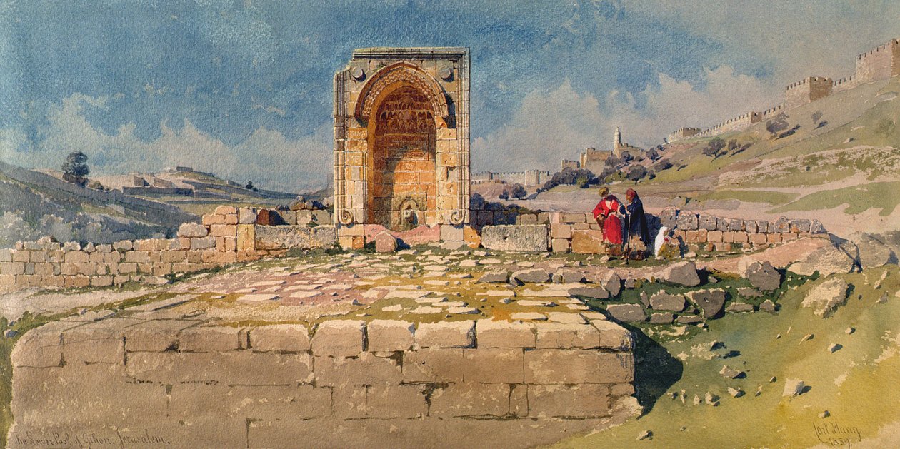 Gihonin laakso ja alaallas, Jerusalem, 1859 tekijältä Carl Haag