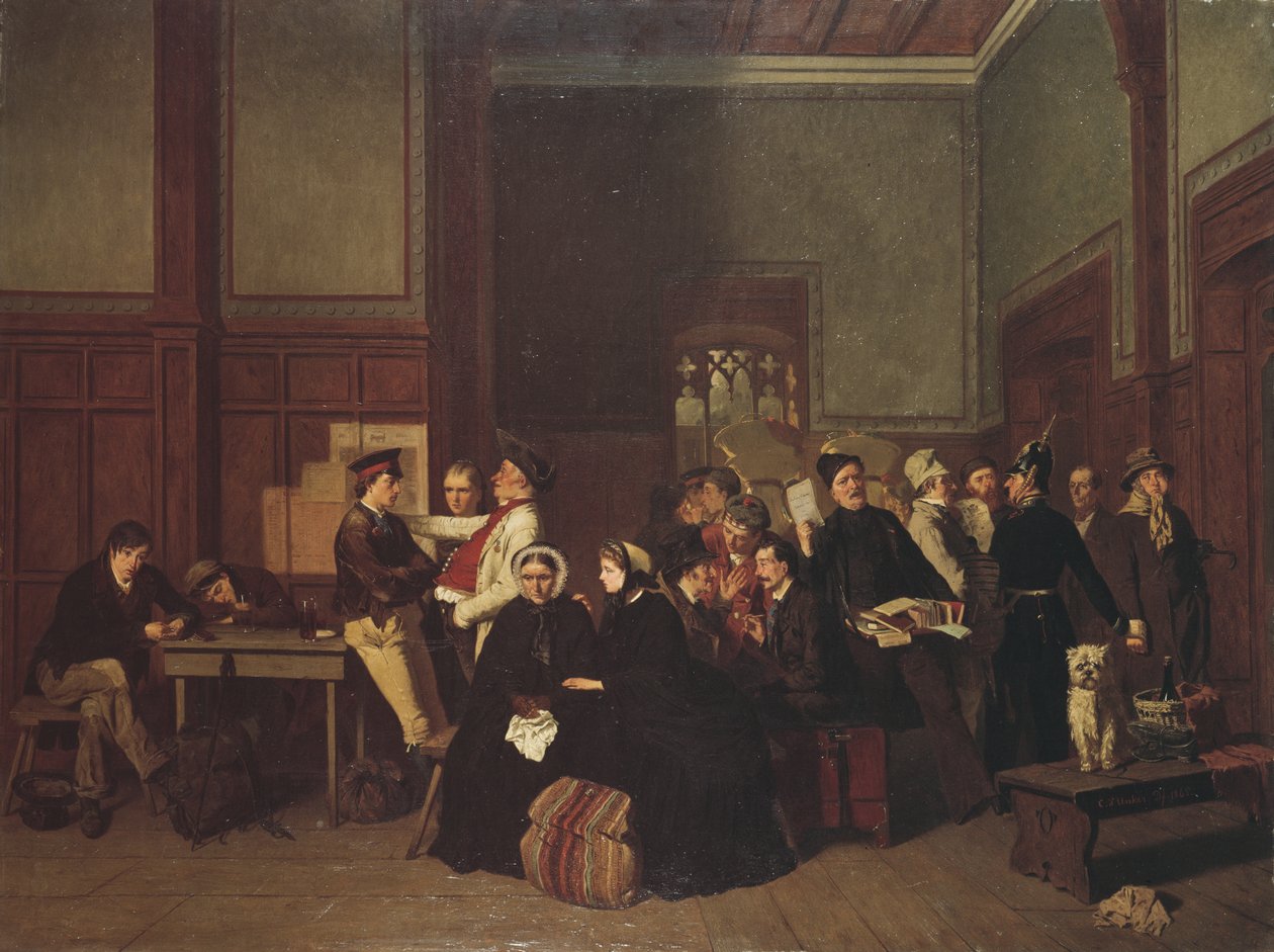 Kolmannen luokan odotushuone II, n. 1865 tekijältä Carl Hendrik d Unker