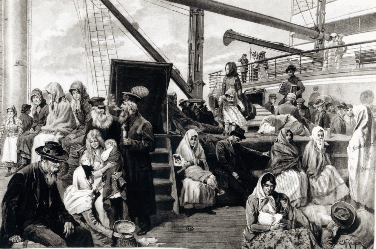 Ohjausmatkustajat, jotka muuttavat Saksasta Yhdysvaltoihin, 1899 tekijältä Carl Hermann Kuechler
