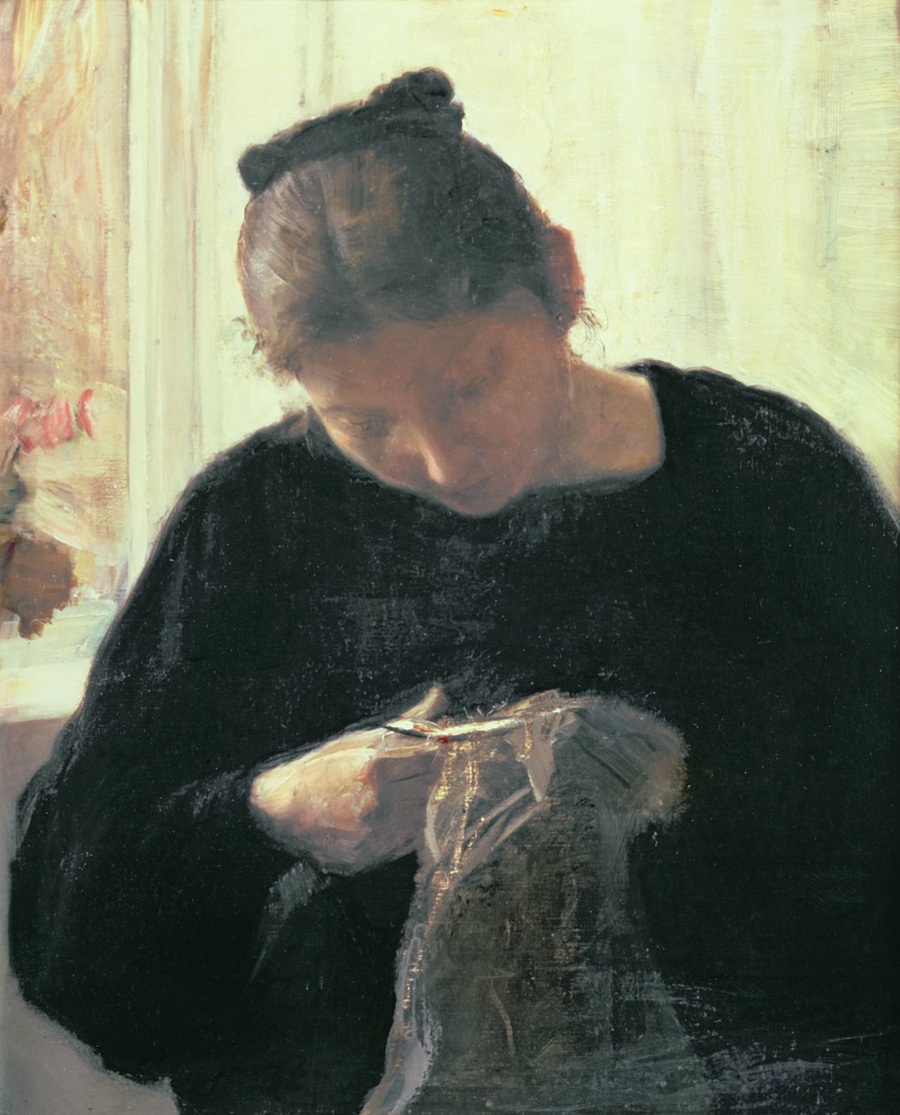 Nainen ompelu tekijältä Carl Holsoe