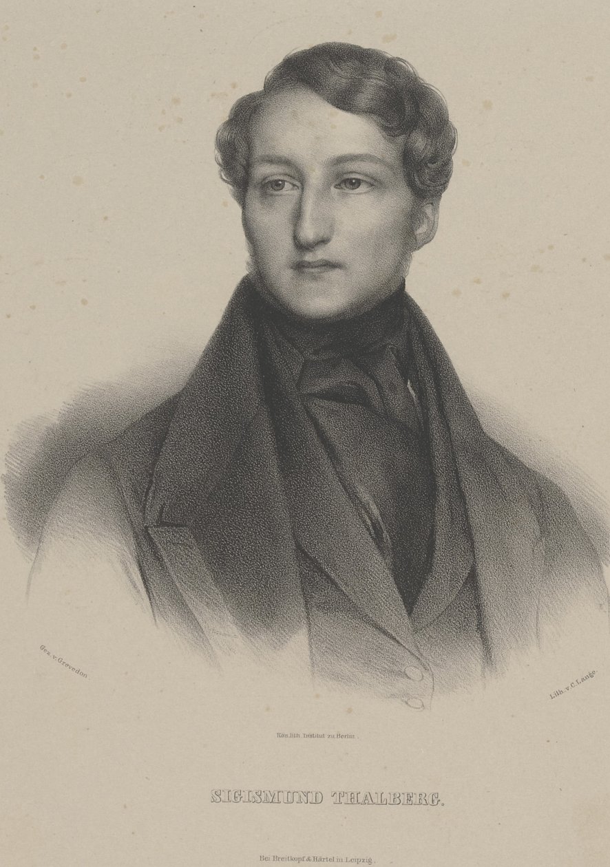 Pianisti ja säveltäjä Sigismund Thalbergin muotokuva 1812-1871 n. 1850. tekijältä Carl Lange