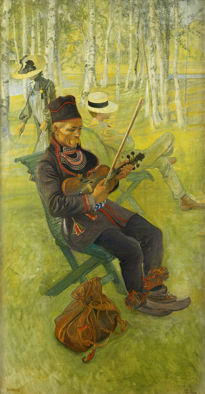 Lappilainen; Lapp Spelender Viulu, 1910 tekijältä Carl Larsson
