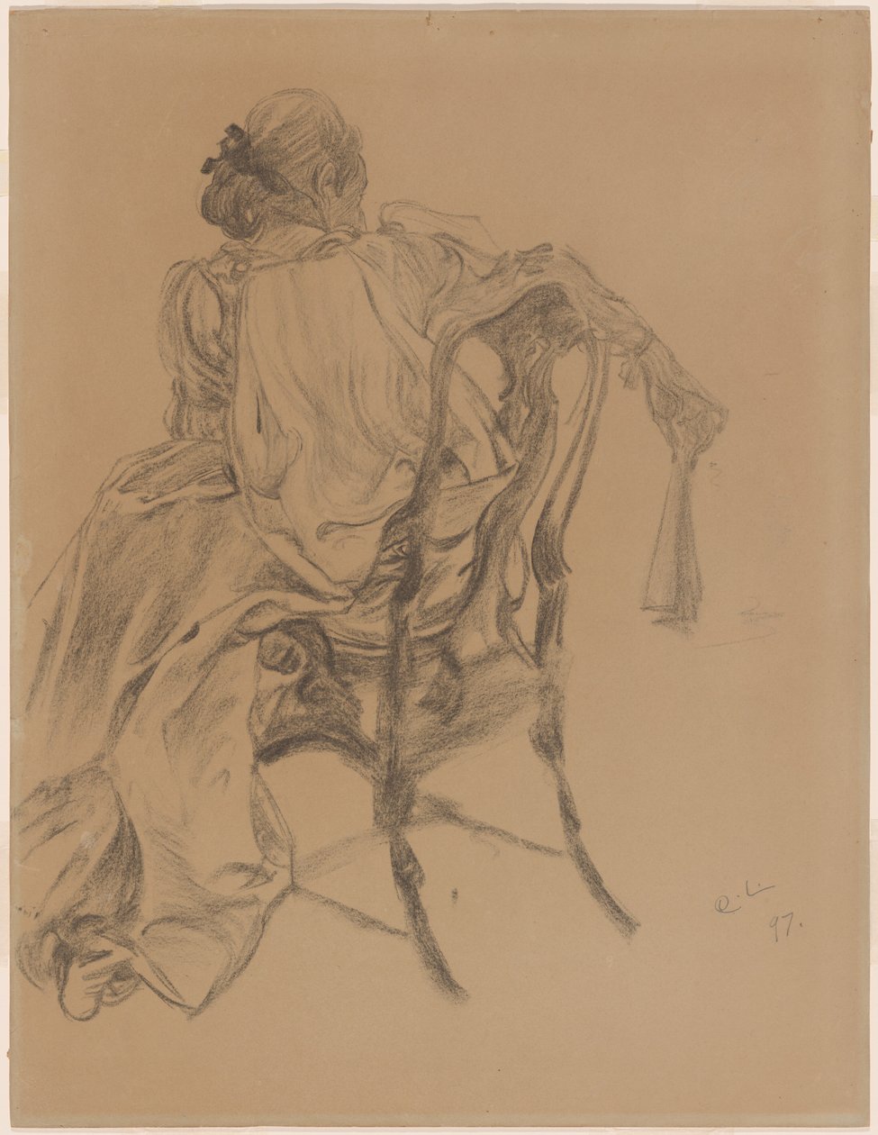 Tyylikäs 1700-luvun nainen pitelemässä tuuletinta tekijältä Carl Larsson