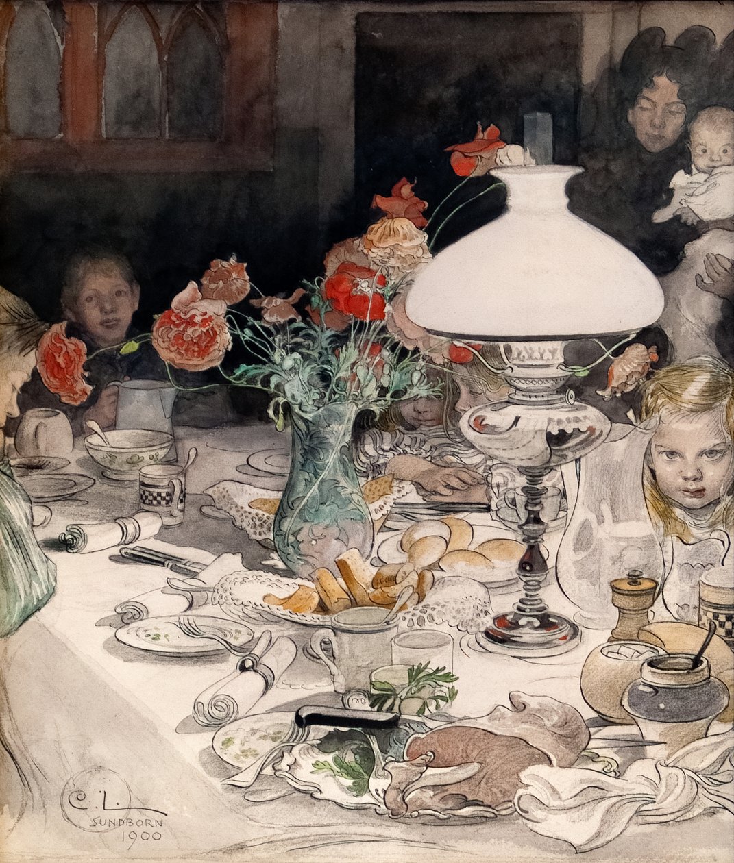 Iltalampun ympärillä tekijältä Carl Larsson