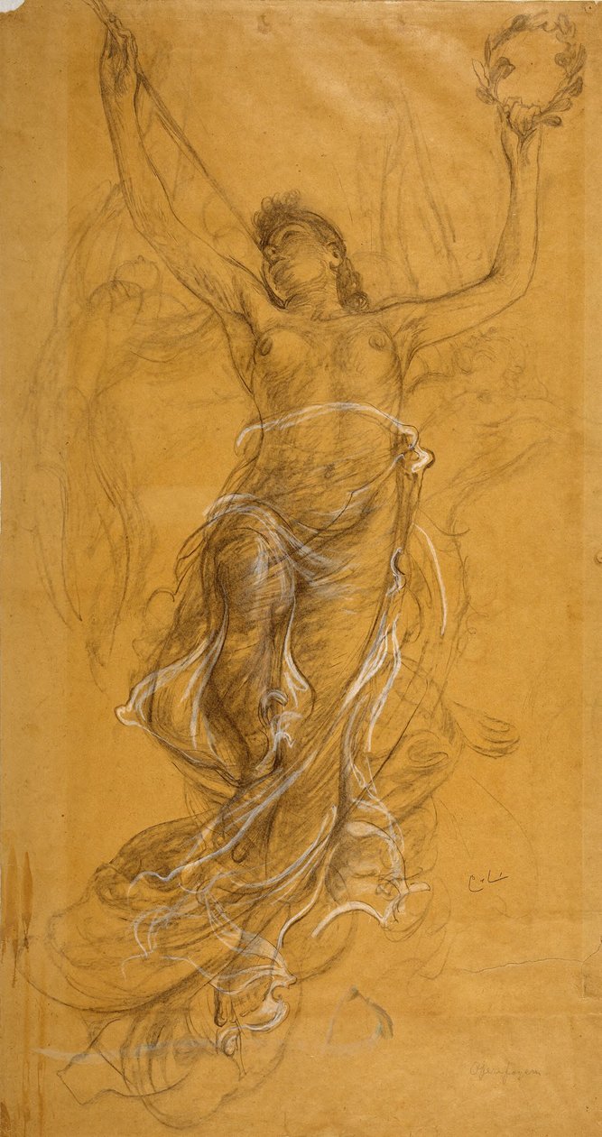 Trompetenblasende Frau. Studie für die Decke im Opernfoyer tekijältä Carl Larsson