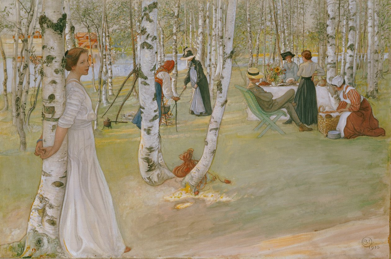 Aamiainen ulkona, 1910 tekijältä Carl Larsson