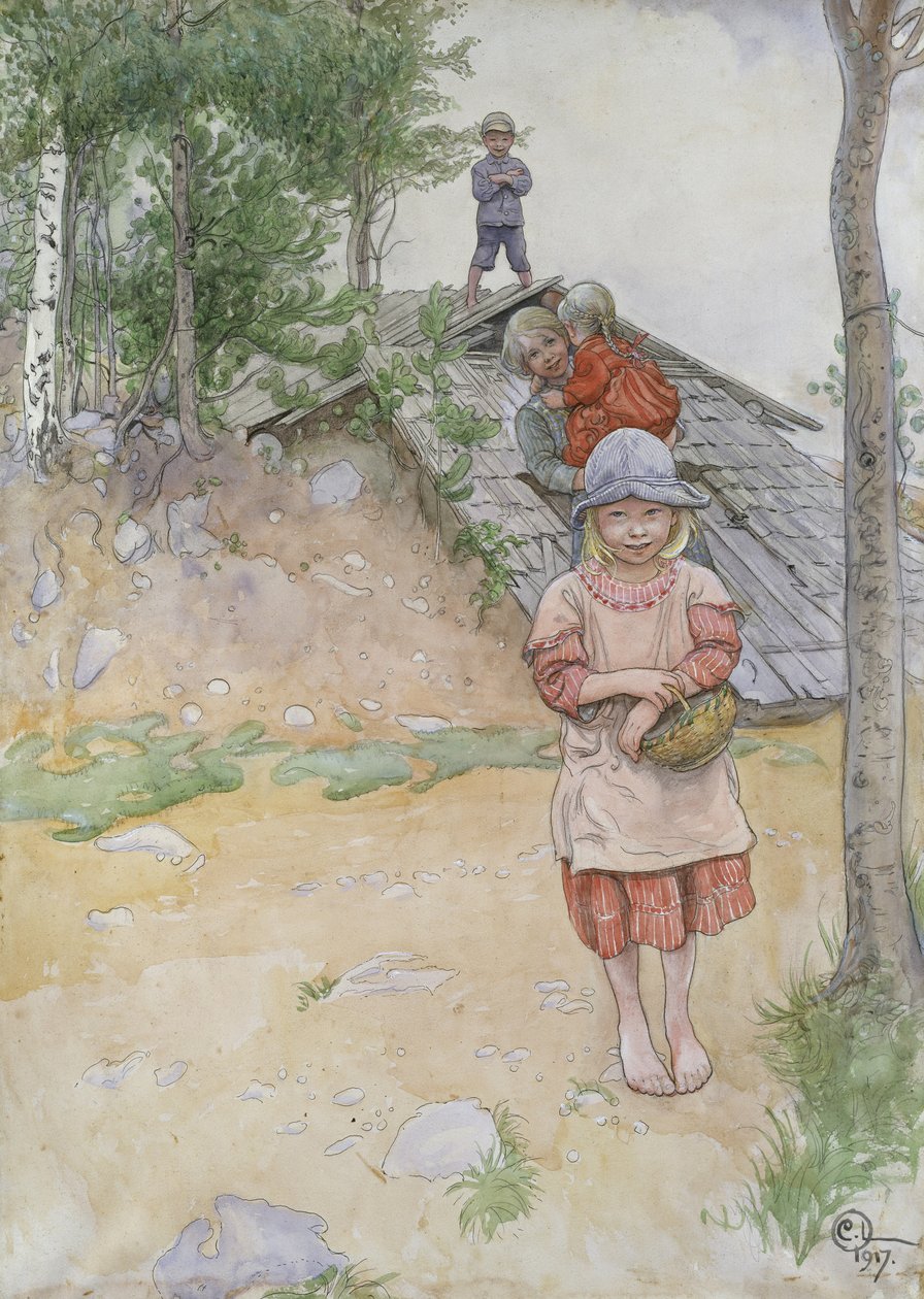 Kellarin luona, 1917 tekijältä Carl Larsson