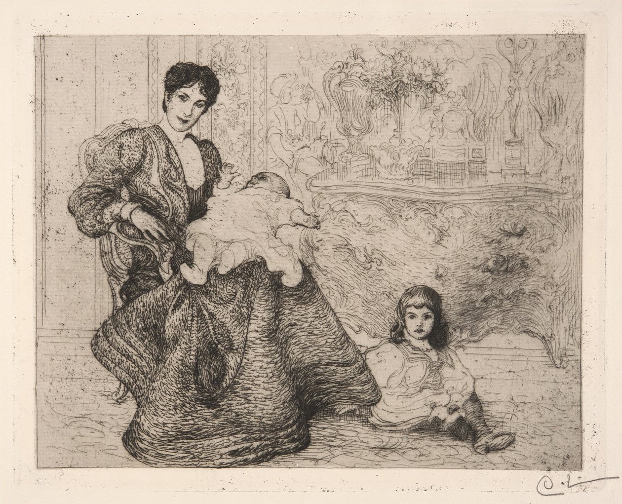 Dora Lamm ja hänen poikansa tekijältä Carl Larsson