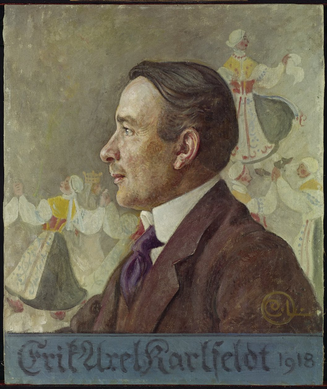 Erik Axel Karlfeldt (1864-1931), filosofian kunniatohtori, runoilija, 1918 tekijältä Carl Larsson