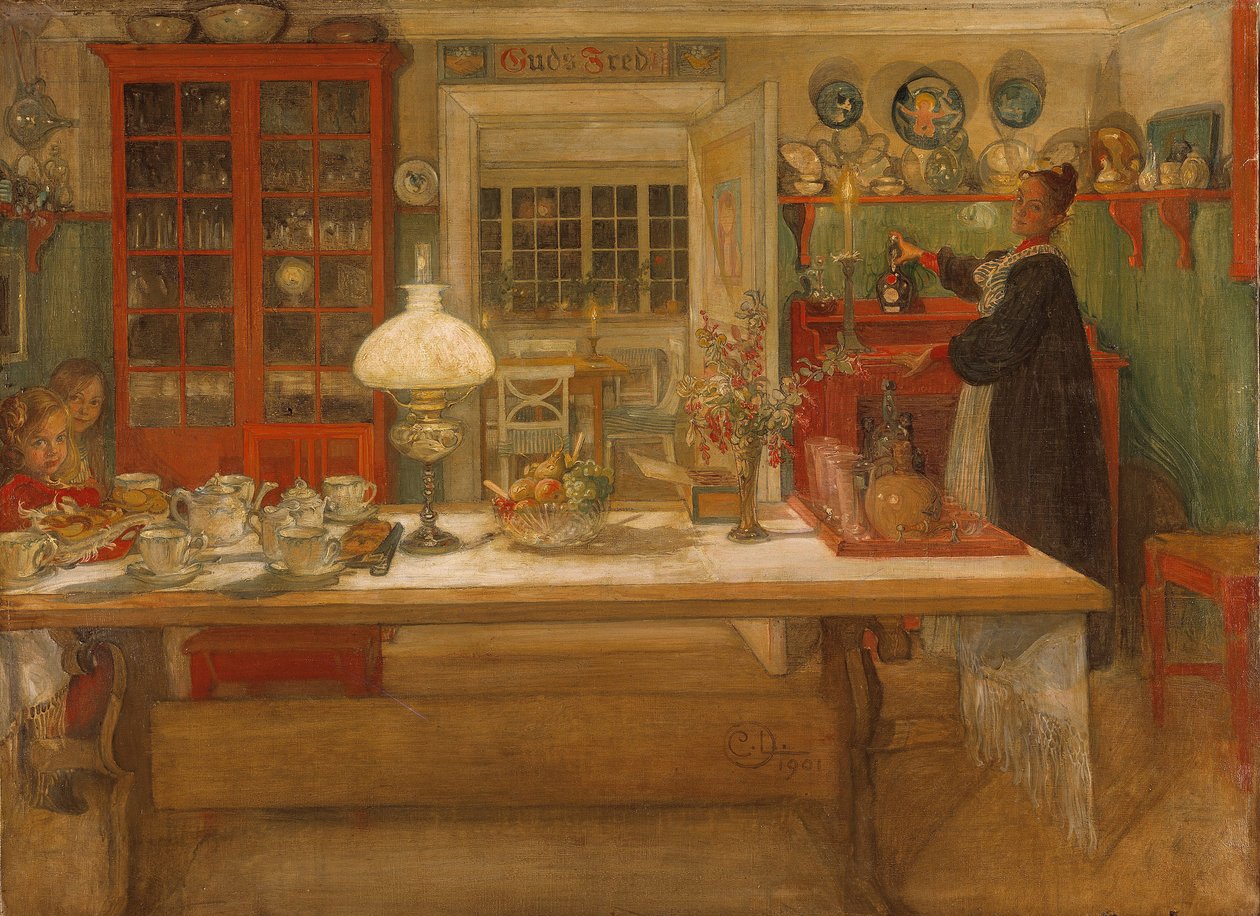 Valmistautuminen peliin, 1901 tekijältä Carl Larsson