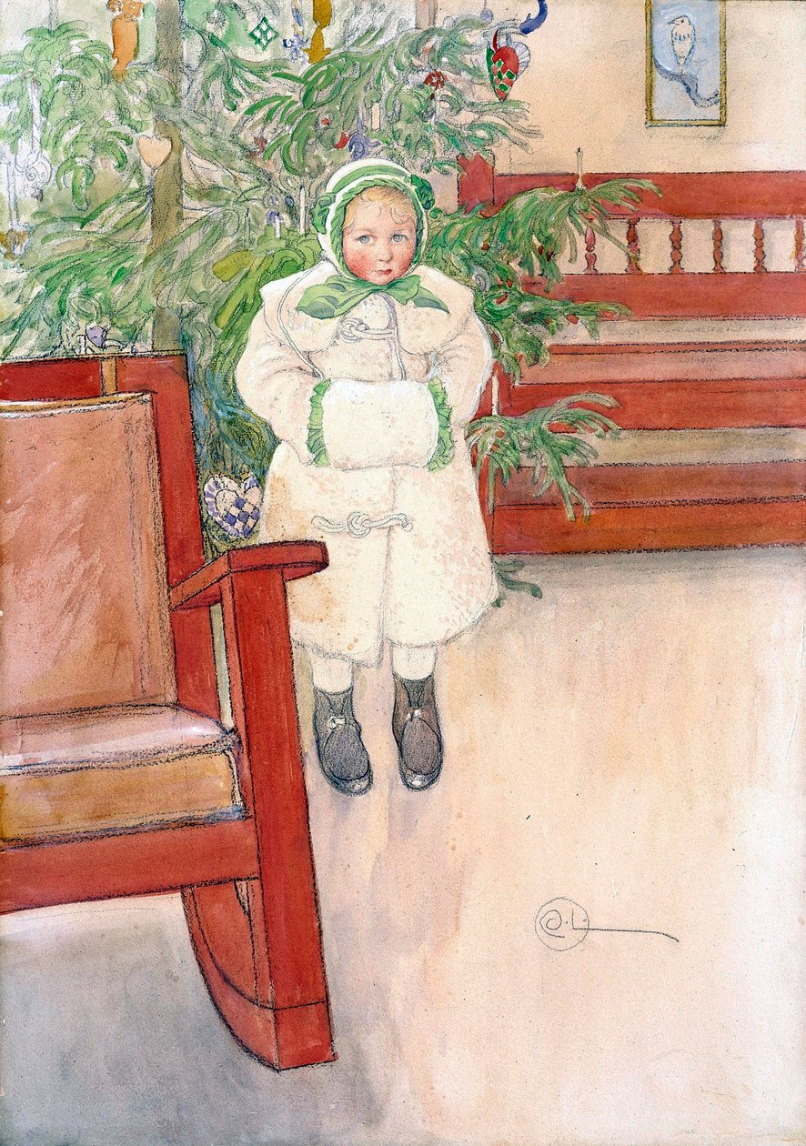 Tyttö ja keinutuoli, 1907 tekijältä Carl Larsson