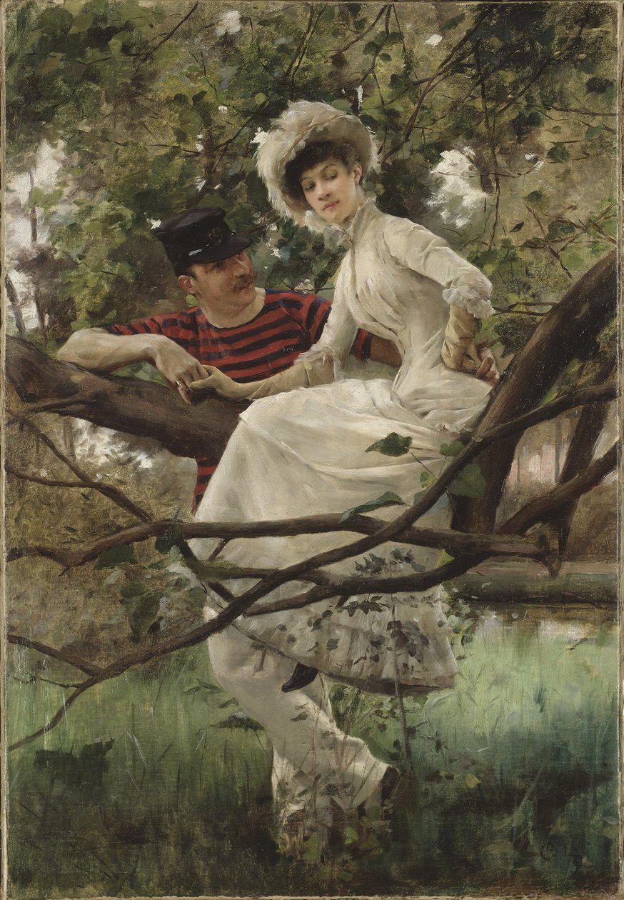 Idylle - Idylli, kirjoittanut Larsson, Carl (1853-1919). Öljy kankaalle. Mitat: 70x48 cm. Tukholman kansallismuseo tekijältä Carl Larsson