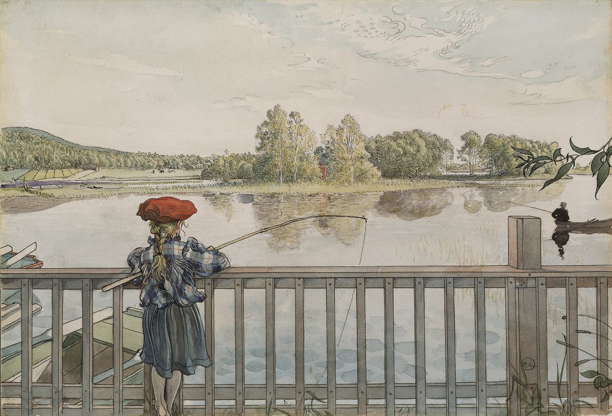 Lisbeth Angling, "A Home" -sarjasta, n. 1895 (akvarelli paperille) tekijältä Carl Larsson