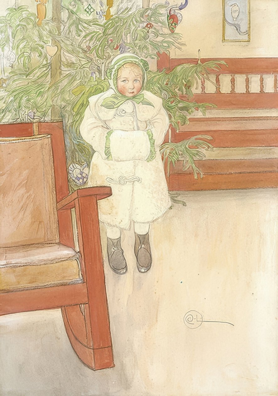Tyttö ja keinutuoli. 1907 tekijältä Carl Larsson