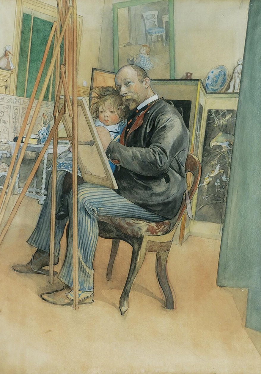 Peilikuva Britan kanssa tekijältä Carl Larsson
