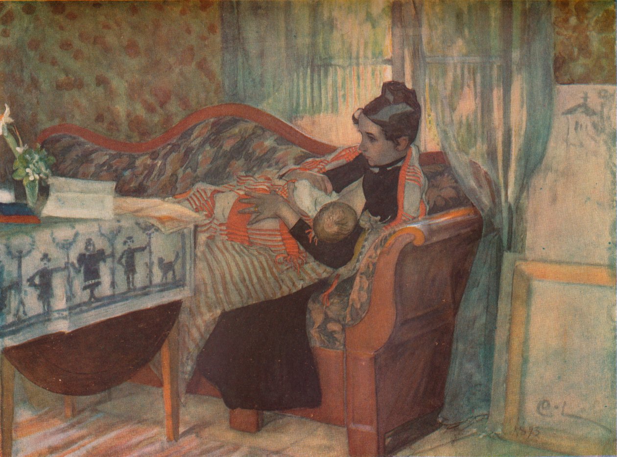 Äiti ja lapsi, c1900. tekijältä Carl Larsson