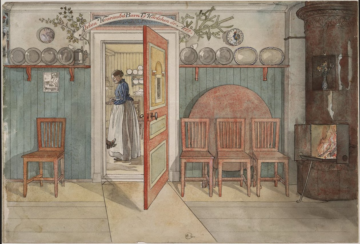 Vanha Anna. Teoksesta A Home (26 akvarellia) tekijältä Carl Larsson