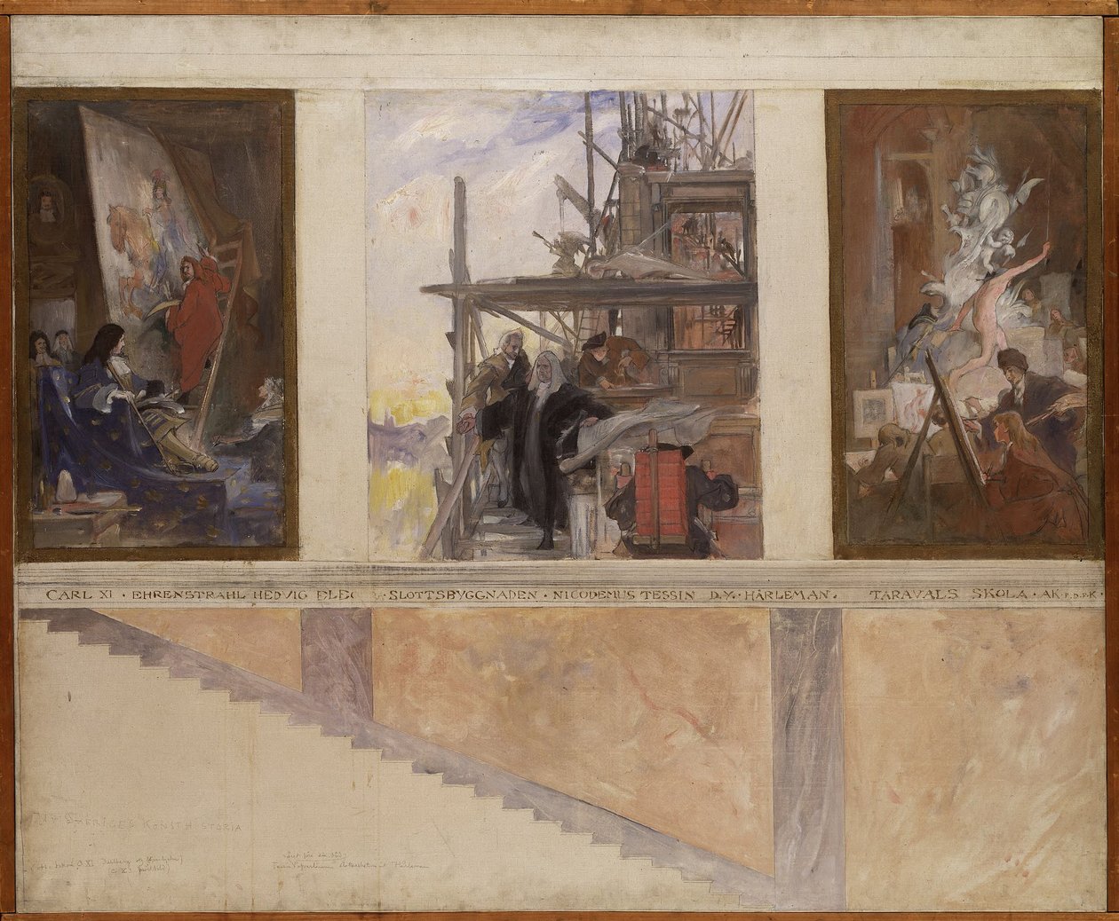 Toinen ehdotus Nationalmuseumin alahallin seinien koristeluksi tekijältä Carl Larsson