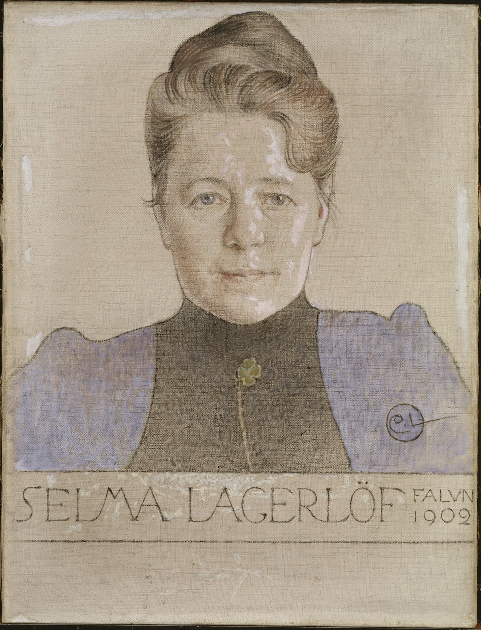 Selma Lagerlof - Muotokuva kirjailija Selma Lagerloefista (1858-1940), kirjoittanut Larsson, Carl (1853-1919). Liitu ja öljy kankaalle tekijältä Carl Larsson