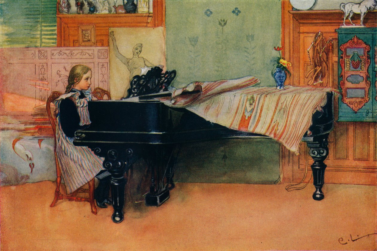Suzanne pianon ääressä, 1900 tekijältä Carl Larsson