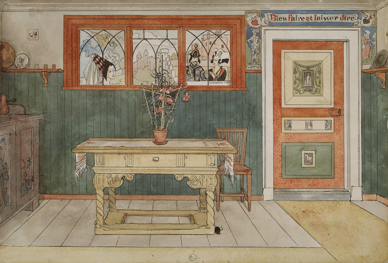 Ruokasali, A Home -sarjasta, n. 1895 (wc paperilla) tekijältä Carl Larsson