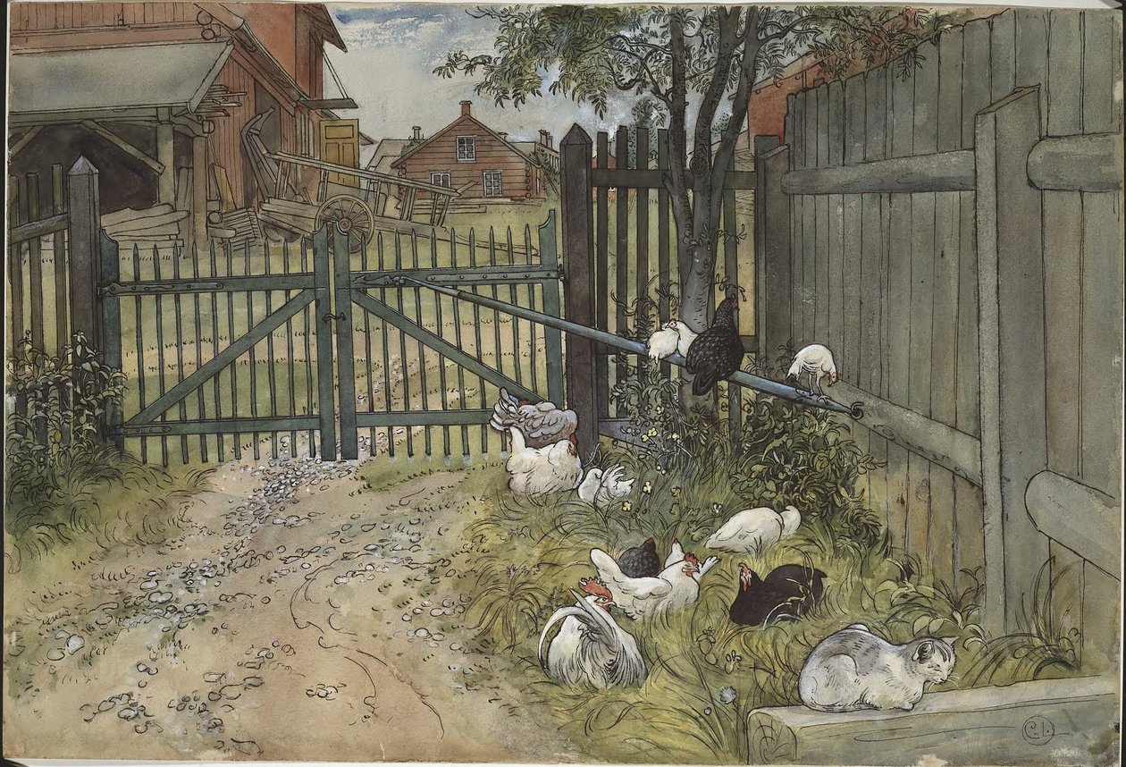 Portti. Teoksesta "Koti" (26 akvarellia) tekijältä Carl Larsson