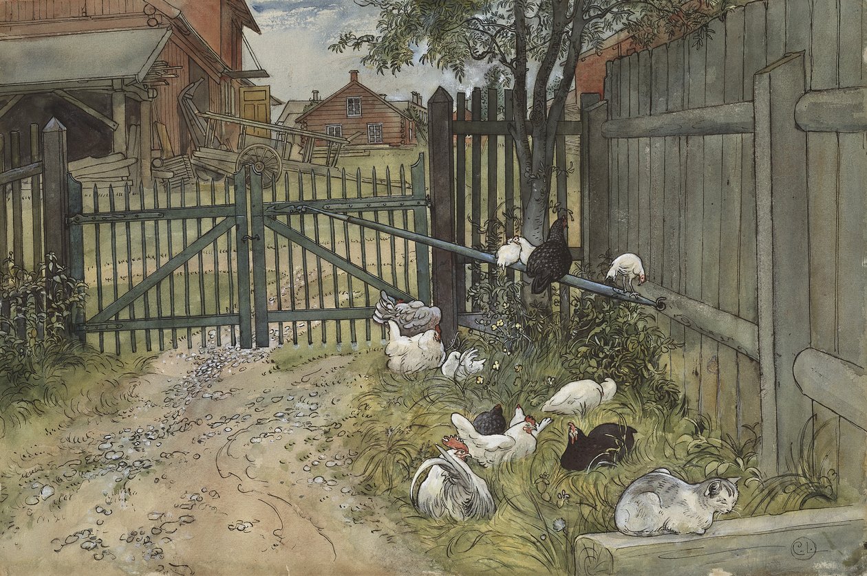 The Gate, A Home -sarjasta, n. 1895 (wc paperilla) tekijältä Carl Larsson