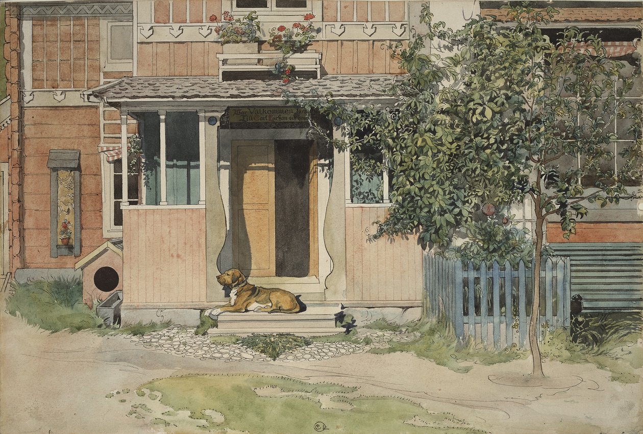 Veranda, A Home -sarjasta, n. 1895 (wc paperilla) tekijältä Carl Larsson