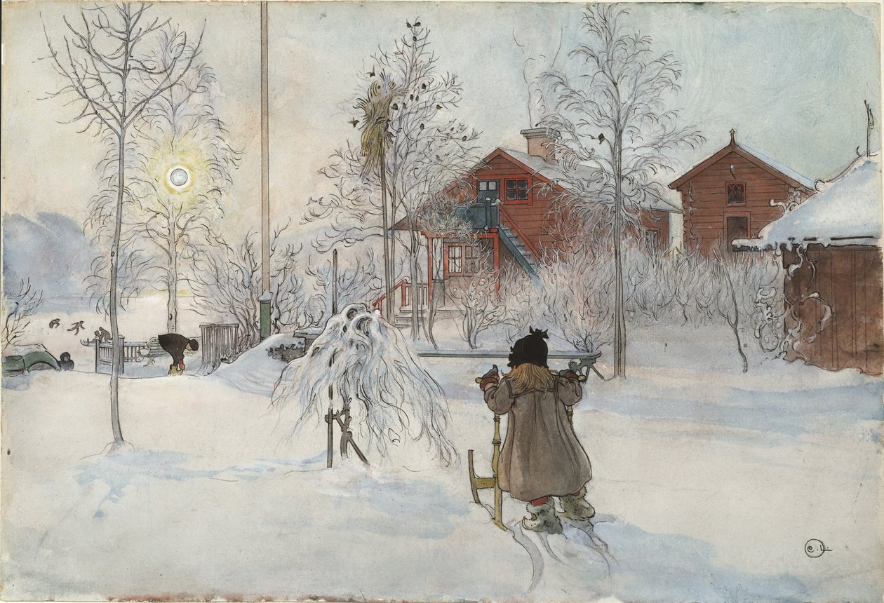 The Yard and Wash-House, A Home -sarjasta, n. 1895 (wc paperilla) tekijältä Carl Larsson