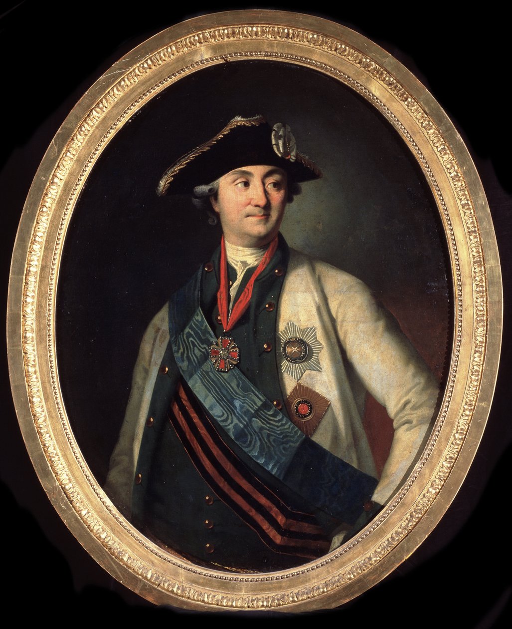 ""Muotokuva du comte Aleksei Grigorjevitš Orlov (1737-1808), komentaja des Forces navales russes"" (Laivaston ylipäällikön muotokuva Chesman kreivi Aleksei Grigorjevitš Orlovista (1737-1808)) Peinture de Johan Carln Ludw Christineck (1732/3-17 tekijältä Carl Ludwig Christinek