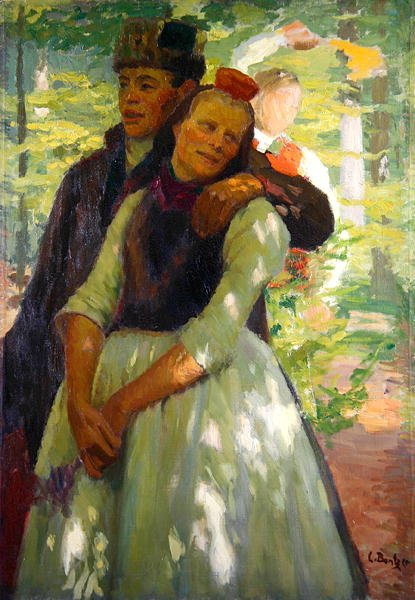 Pariskunta Schwalmista (öljy kankaalle) tekijältä Carl Ludwig Noah Bantzer
