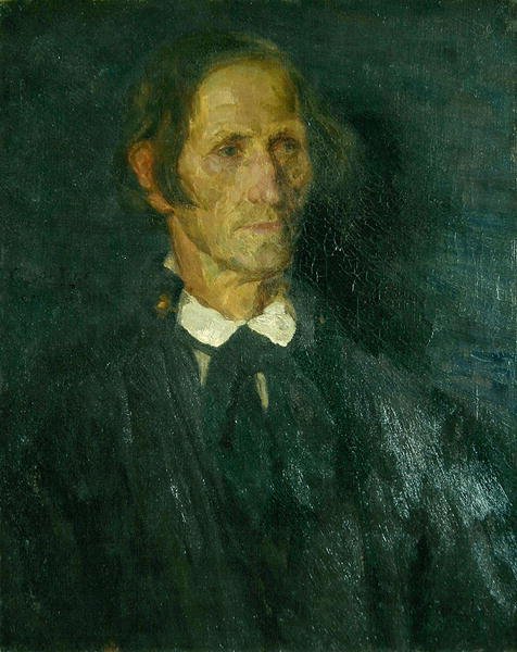 Paimenen ja pellavakutojan Ruppin muotokuva Schwalmista (öljy kankaalle) tekijältä Carl Ludwig Noah Bantzer